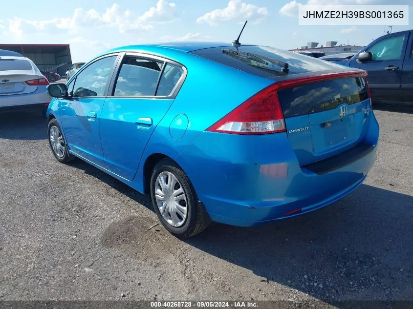 2011 Honda Insight VIN: JHMZE2H39BS001365 Lot: 40268728