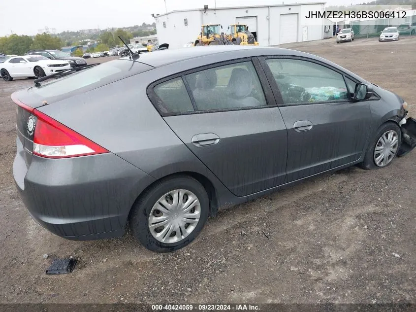 2011 Honda Insight VIN: JHMZE2H36BS006412 Lot: 40424059