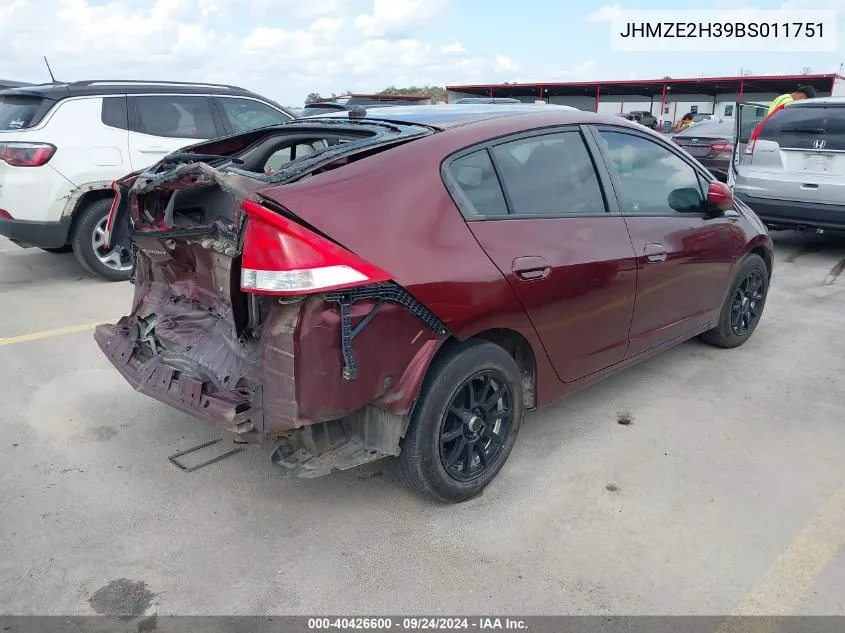 2011 Honda Insight VIN: JHMZE2H39BS011751 Lot: 40426600