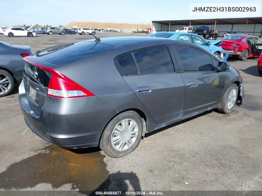 2011 Honda Insight VIN: JHMZE2H31BS002963 Lot: 40565677