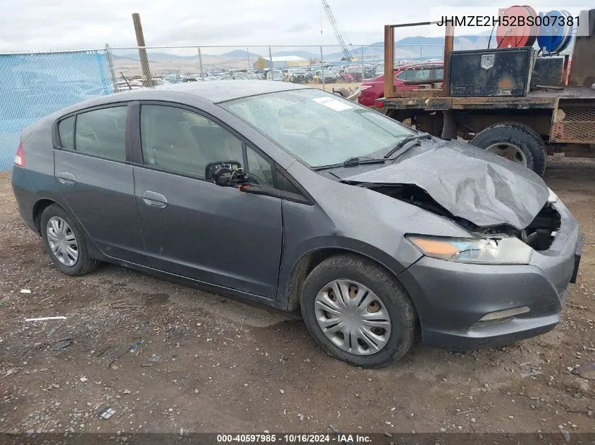 2011 Honda Insight Lx VIN: JHMZE2H52BS007381 Lot: 40597985