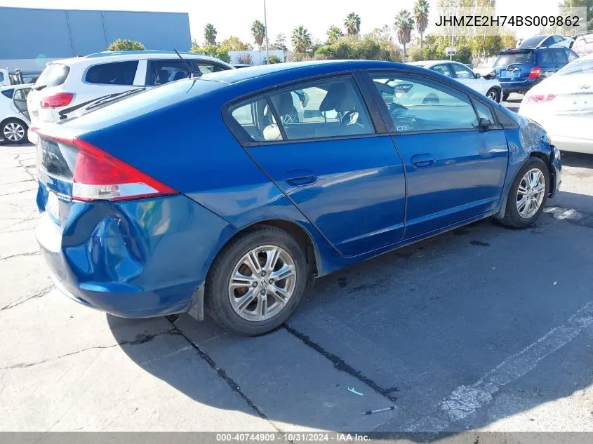 2011 Honda Insight Ex VIN: JHMZE2H74BS009862 Lot: 40744909