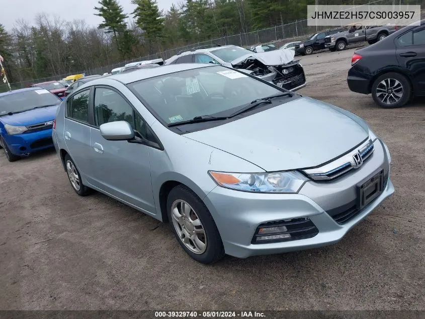 2012 Honda Insight Lx VIN: JHMZE2H57CS003957 Lot: 39329740