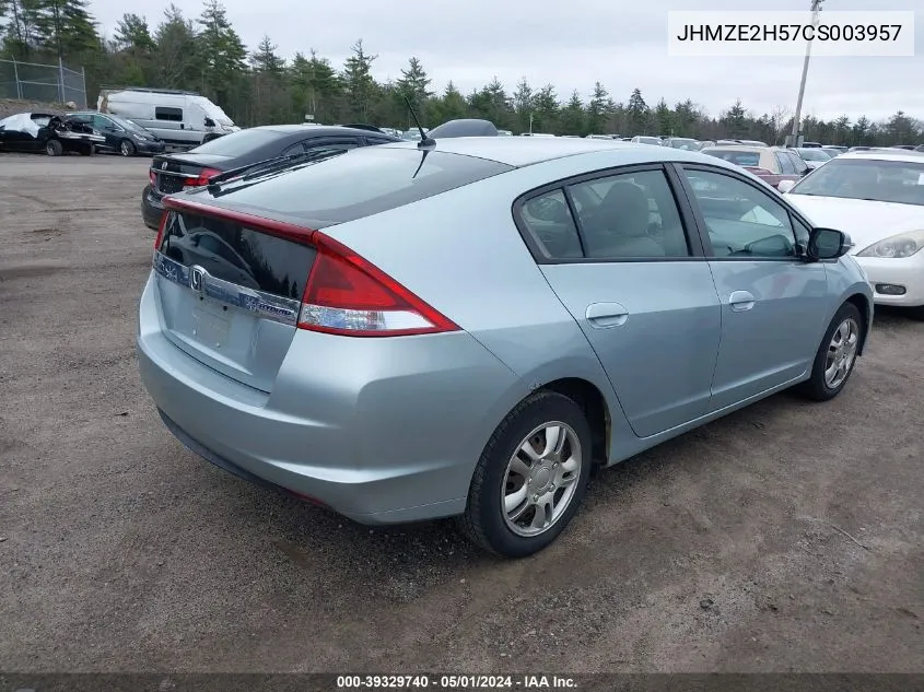 2012 Honda Insight Lx VIN: JHMZE2H57CS003957 Lot: 39329740