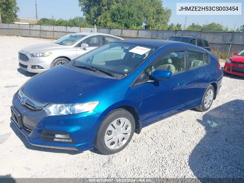 2012 Honda Insight Lx VIN: JHMZE2H53CS003454 Lot: 40129657