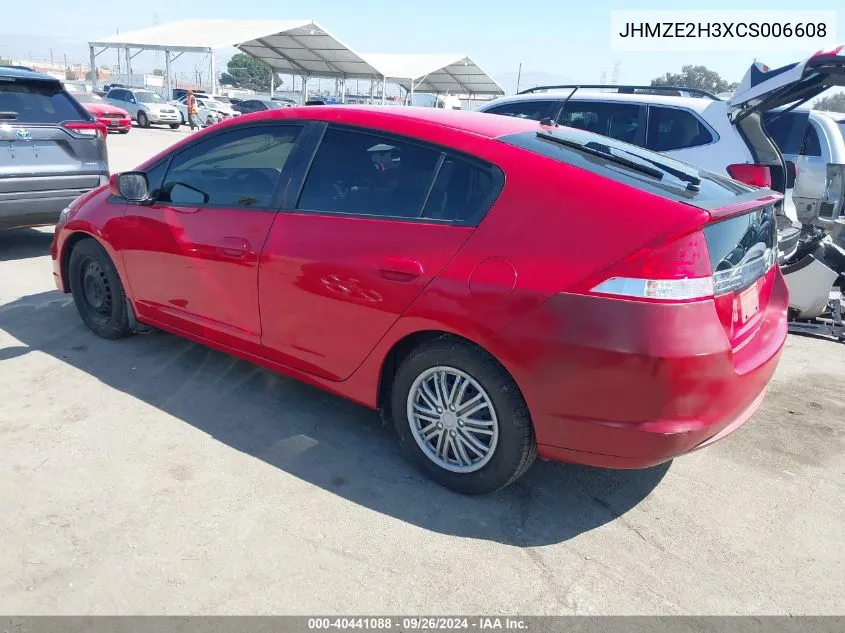 JHMZE2H3XCS006608 2012 Honda Insight