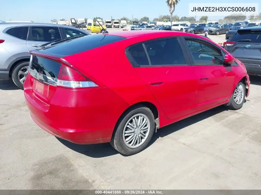 JHMZE2H3XCS006608 2012 Honda Insight