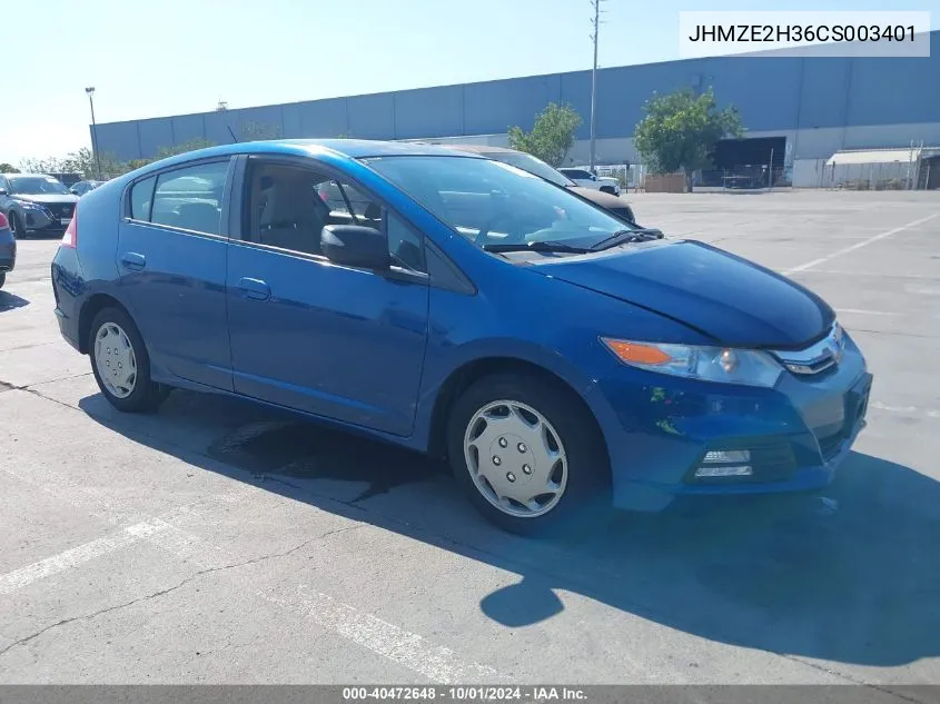 JHMZE2H36CS003401 2012 Honda Insight