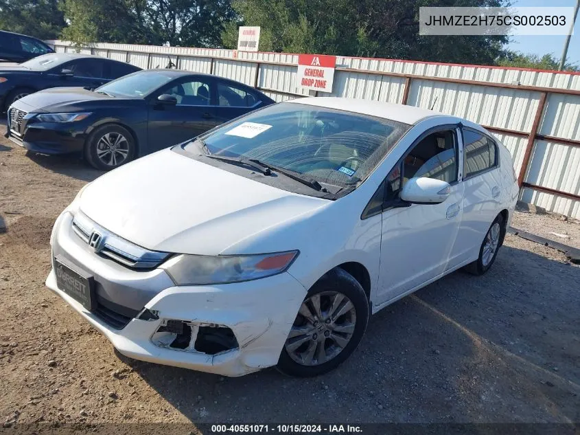 2012 Honda Insight Ex VIN: JHMZE2H75CS002503 Lot: 40551071