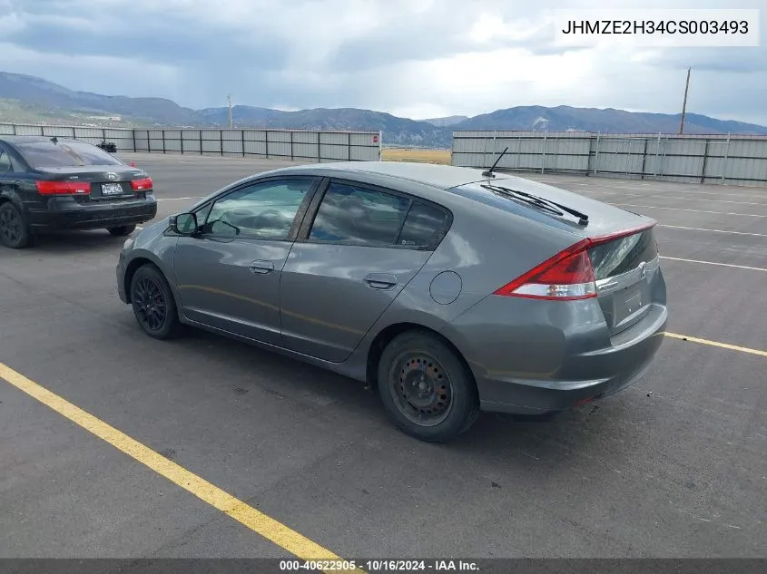 2012 Honda Insight VIN: JHMZE2H34CS003493 Lot: 40622905