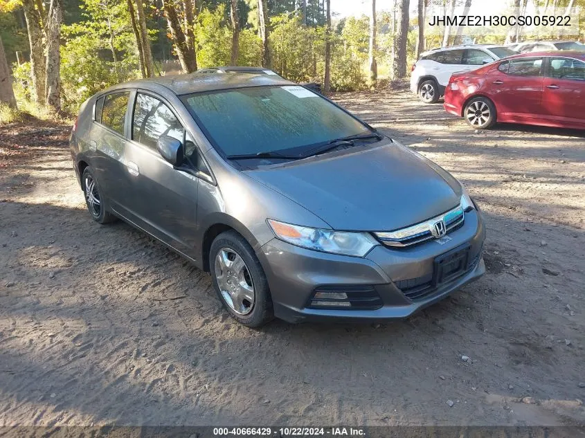 2012 Honda Insight VIN: JHMZE2H30CS005922 Lot: 40666429