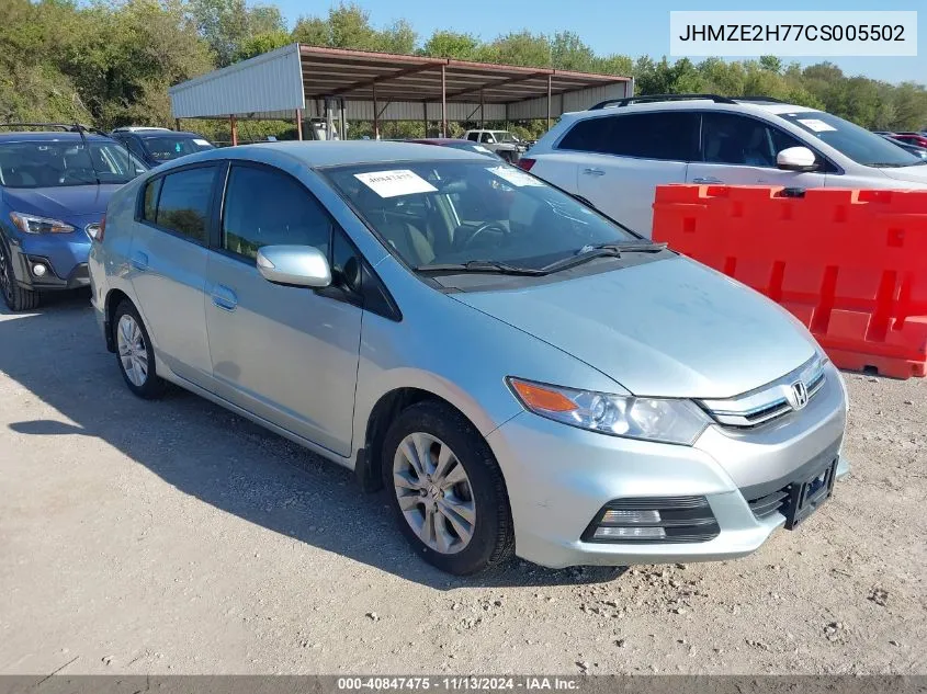 2012 Honda Insight Ex VIN: JHMZE2H77CS005502 Lot: 40847475