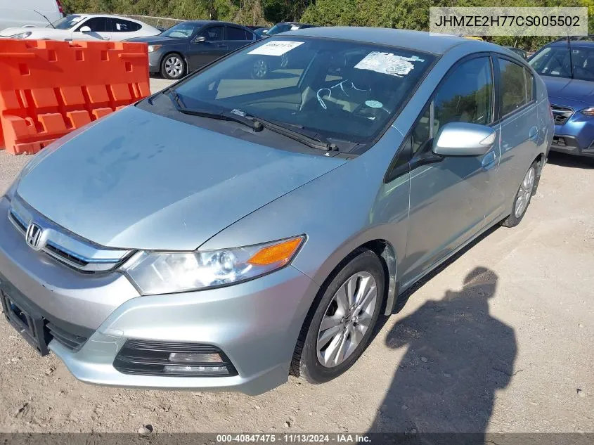 2012 Honda Insight Ex VIN: JHMZE2H77CS005502 Lot: 40847475