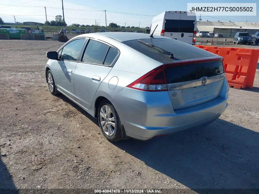 2012 Honda Insight Ex VIN: JHMZE2H77CS005502 Lot: 40847475