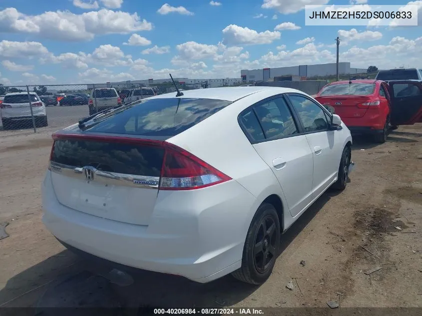 2013 Honda Insight Lx VIN: JHMZE2H52DS006833 Lot: 40206984