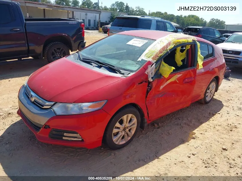 2013 Honda Insight Ex VIN: JHMZE2H72DS003139 Lot: 40535209