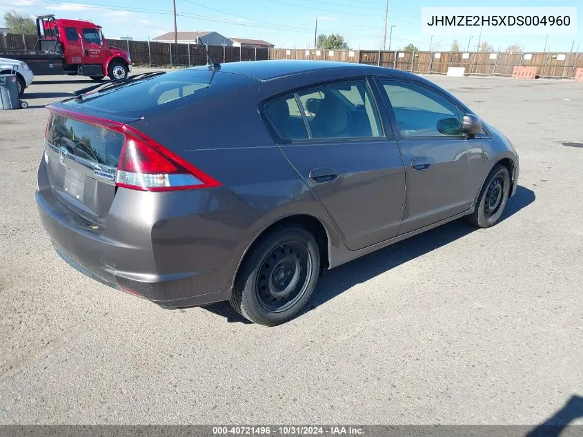 2013 Honda Insight Lx VIN: JHMZE2H5XDS004960 Lot: 40721496