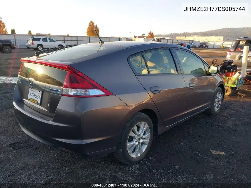 2013 Honda Insight Ex VIN: JHMZE2H77DS005744 Lot: 40812407