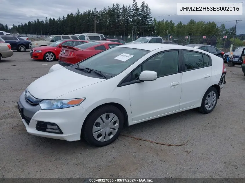 2014 Honda Insight Lx VIN: JHMZE2H53ES002016 Lot: 40327035