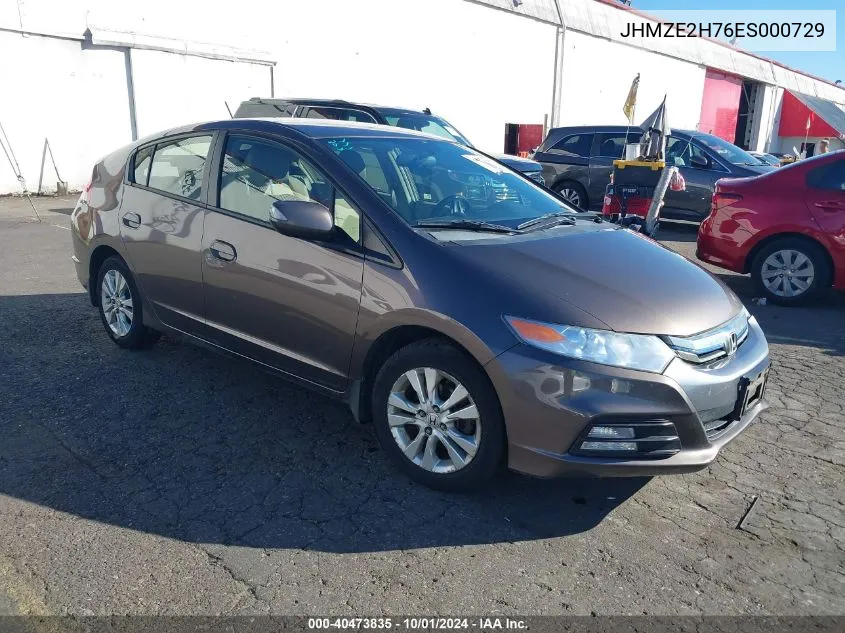 2014 Honda Insight Ex VIN: JHMZE2H76ES000729 Lot: 40473835