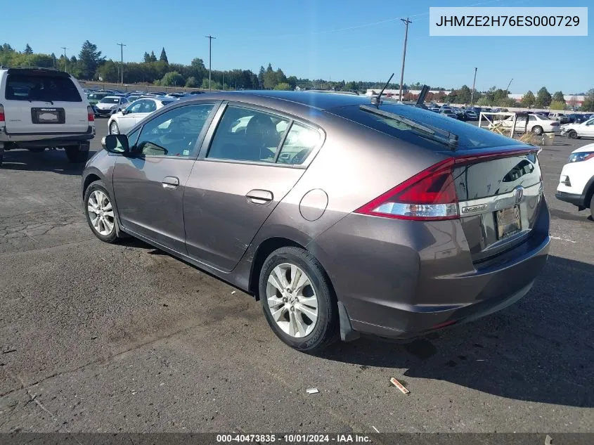 2014 Honda Insight Ex VIN: JHMZE2H76ES000729 Lot: 40473835