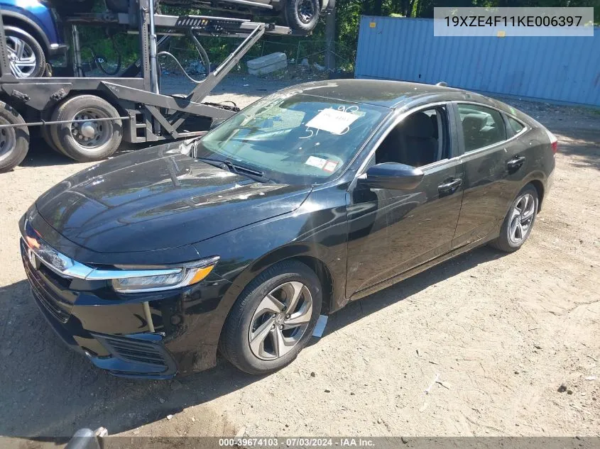 2019 Honda Insight Lx VIN: 19XZE4F11KE006397 Lot: 39674103