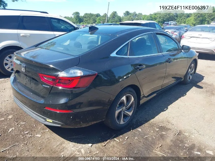 2019 Honda Insight Lx VIN: 19XZE4F11KE006397 Lot: 39674103