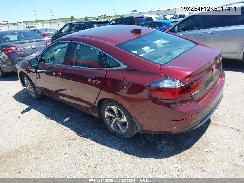 2019 Honda Insight Lx VIN: 19XZE4F12KE017411 Lot: 39716038