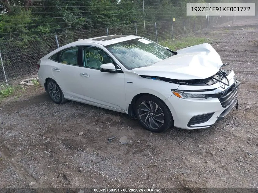 2019 Honda Insight Touring VIN: 19XZE4F91KE001772 Lot: 39750391