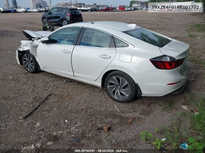 2019 Honda Insight Touring VIN: 19XZE4F91KE001772 Lot: 39750391