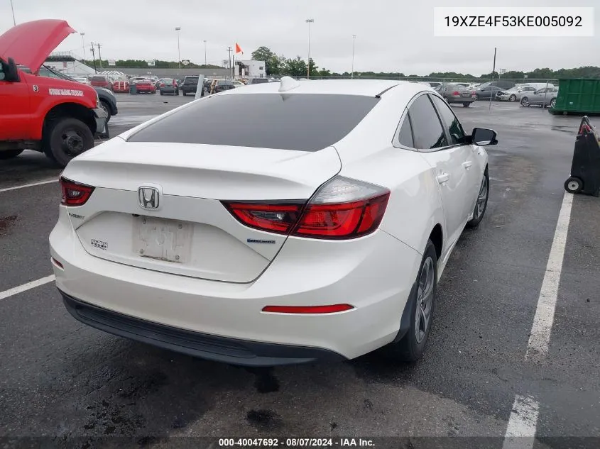 19XZE4F53KE005092 2019 Honda Insight Ex