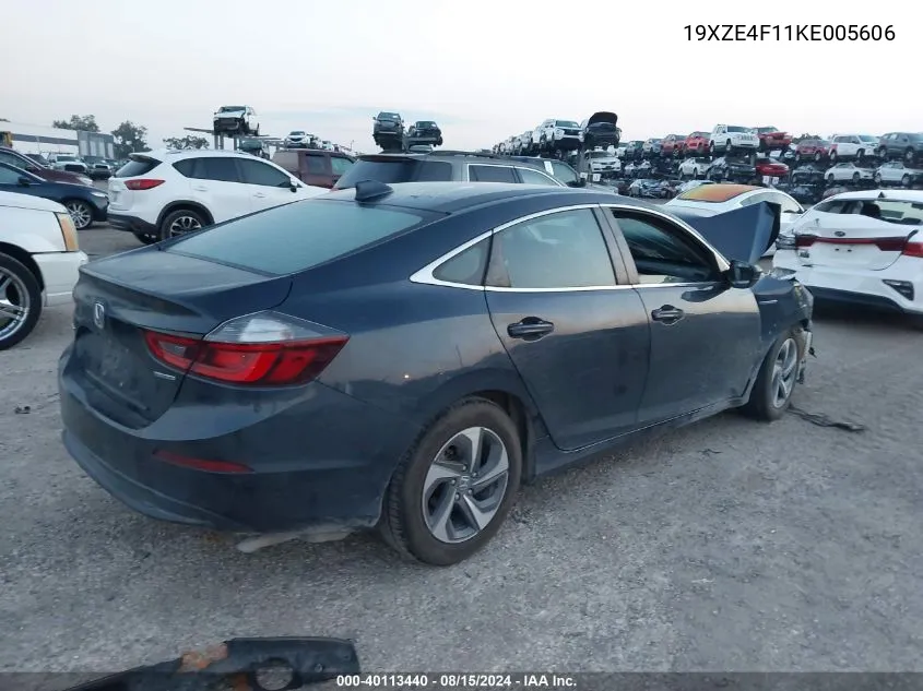 2019 Honda Insight Lx VIN: 19XZE4F11KE005606 Lot: 40113440