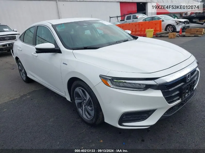 2019 Honda Insight Ex VIN: 19XZE4F53KE012074 Lot: 40213133