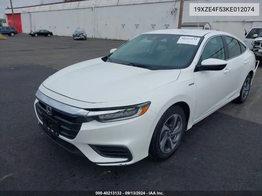 2019 Honda Insight Ex VIN: 19XZE4F53KE012074 Lot: 40213133