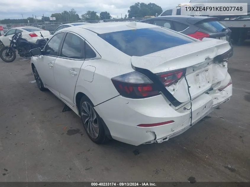 2019 Honda Insight Touring VIN: 19XZE4F91KE007748 Lot: 40233174