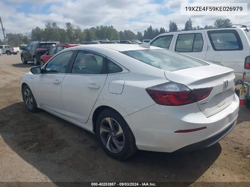 2019 Honda Insight Ex VIN: 19XZE4F59KE026979 Lot: 40253957