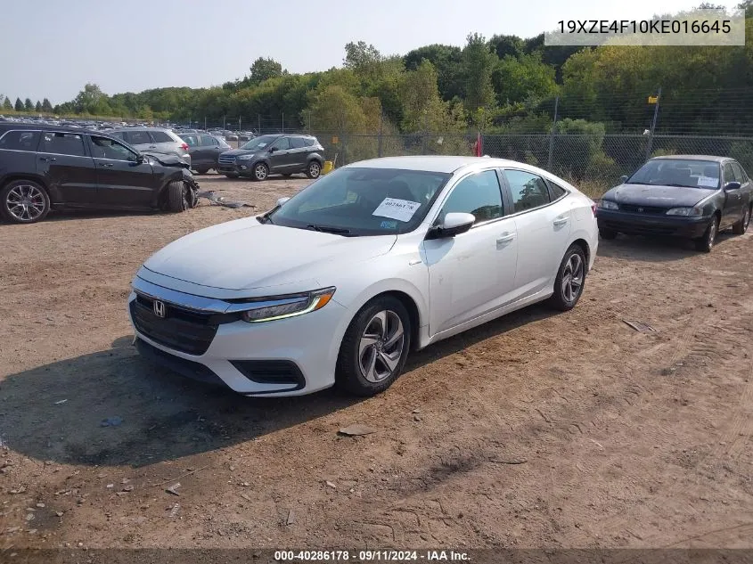 2019 Honda Insight Lx VIN: 19XZE4F10KE016645 Lot: 40286178