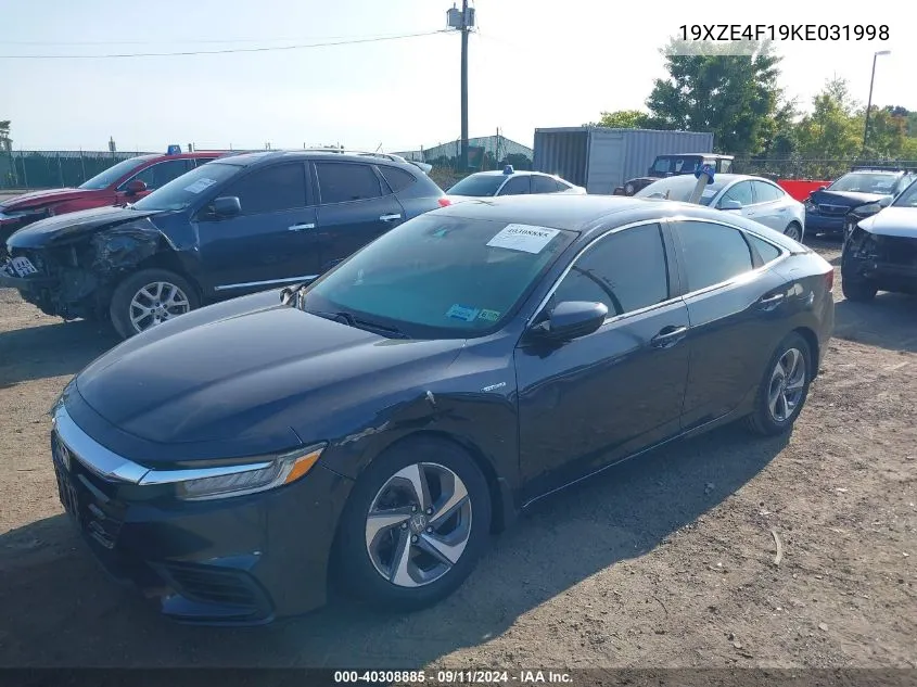 2019 Honda Insight Lx VIN: 19XZE4F19KE031998 Lot: 40308885