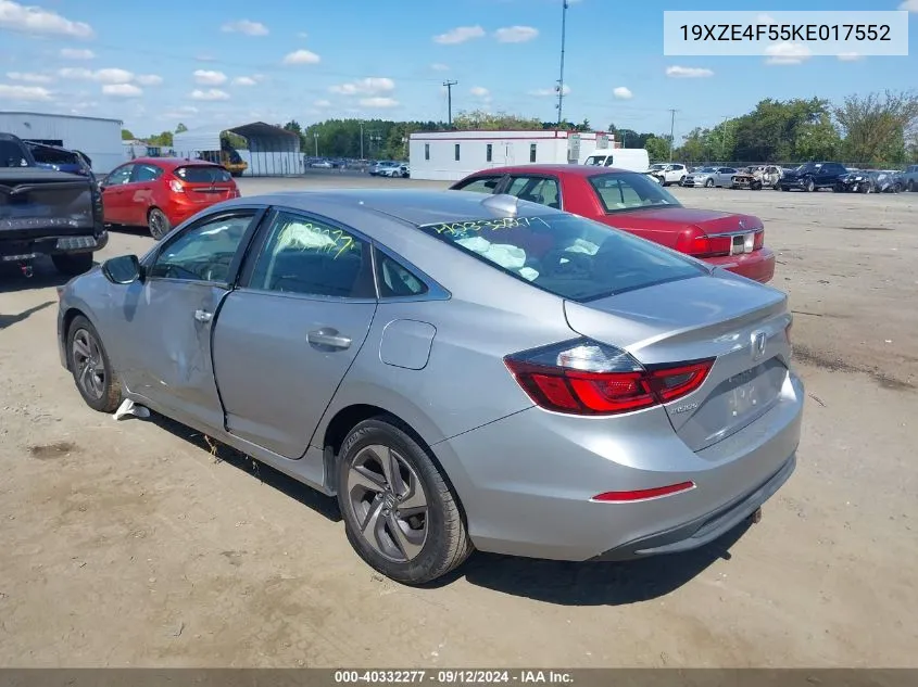 19XZE4F55KE017552 2019 Honda Insight Ex