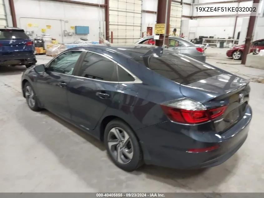 2019 Honda Insight Ex VIN: 19XZE4F51KE032002 Lot: 40405855