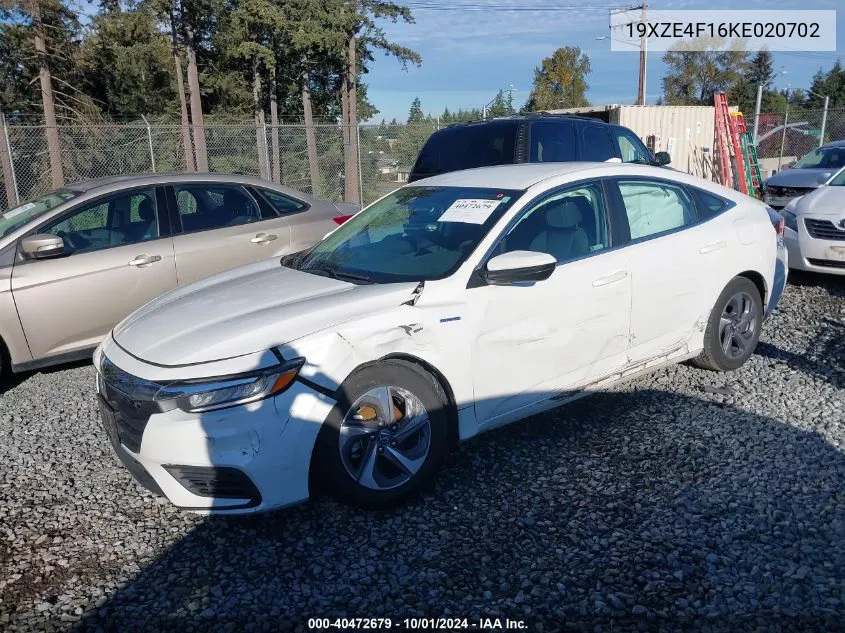 19XZE4F16KE020702 2019 Honda Insight Lx