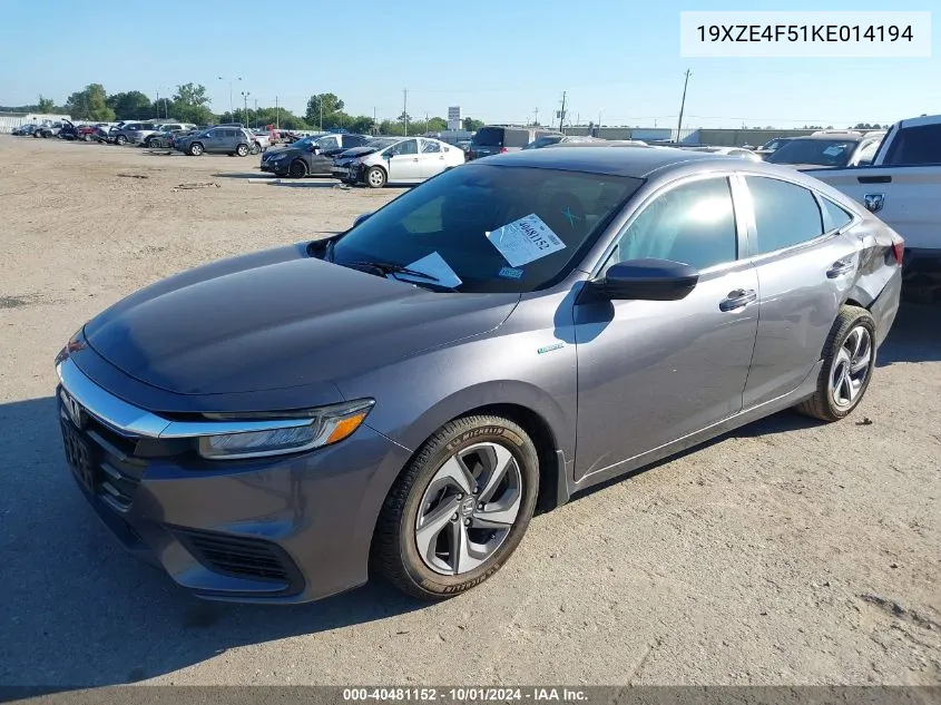 19XZE4F51KE014194 2019 Honda Insight Ex