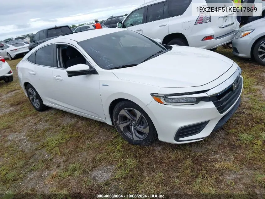 2019 Honda Insight Ex VIN: 19XZE4F51KE017869 Lot: 40538064