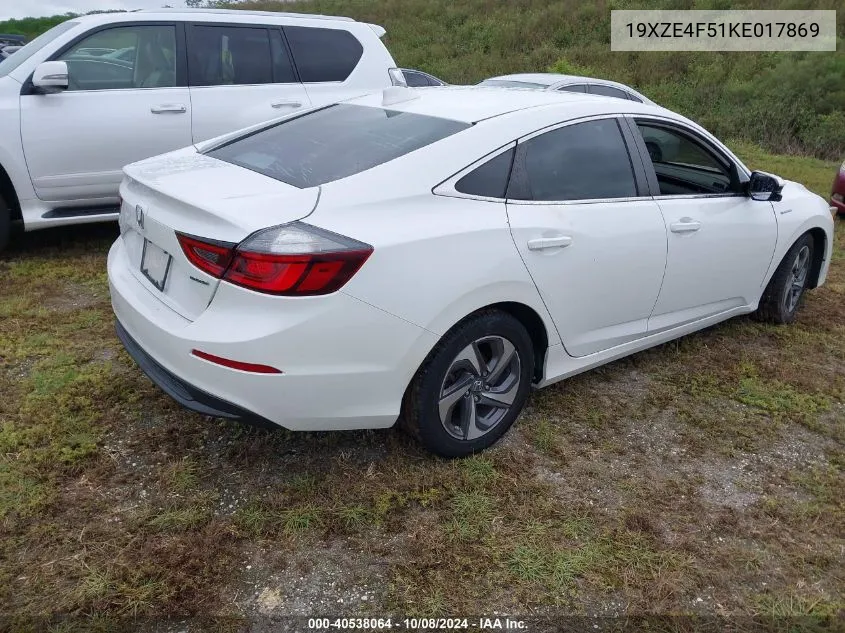 2019 Honda Insight Ex VIN: 19XZE4F51KE017869 Lot: 40538064