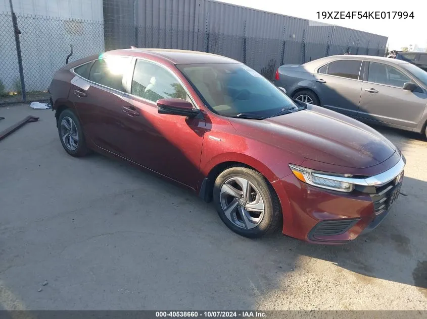 2019 Honda Insight Ex VIN: 19XZE4F54KE017994 Lot: 40538660