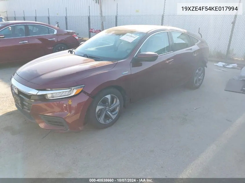 19XZE4F54KE017994 2019 Honda Insight Ex