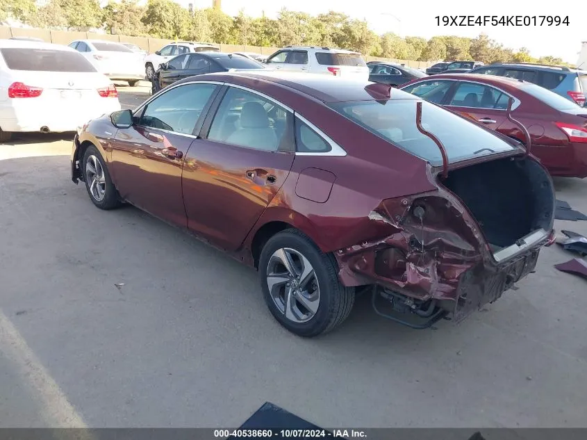 2019 Honda Insight Ex VIN: 19XZE4F54KE017994 Lot: 40538660