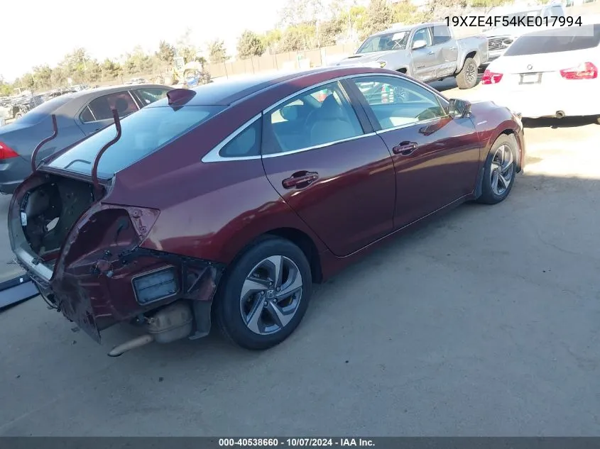 19XZE4F54KE017994 2019 Honda Insight Ex