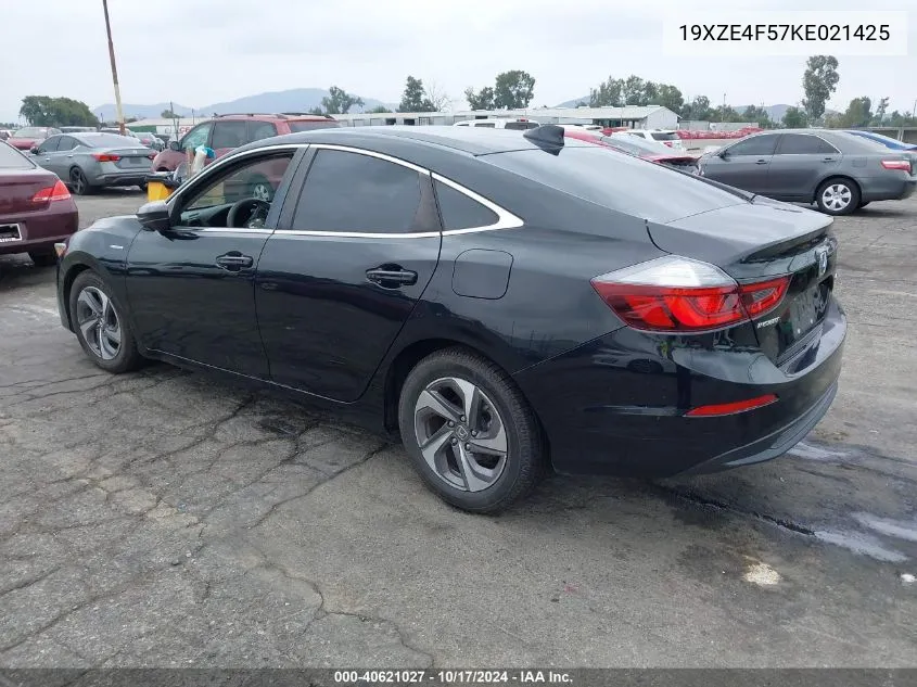 2019 Honda Insight Ex VIN: 19XZE4F57KE021425 Lot: 40621027