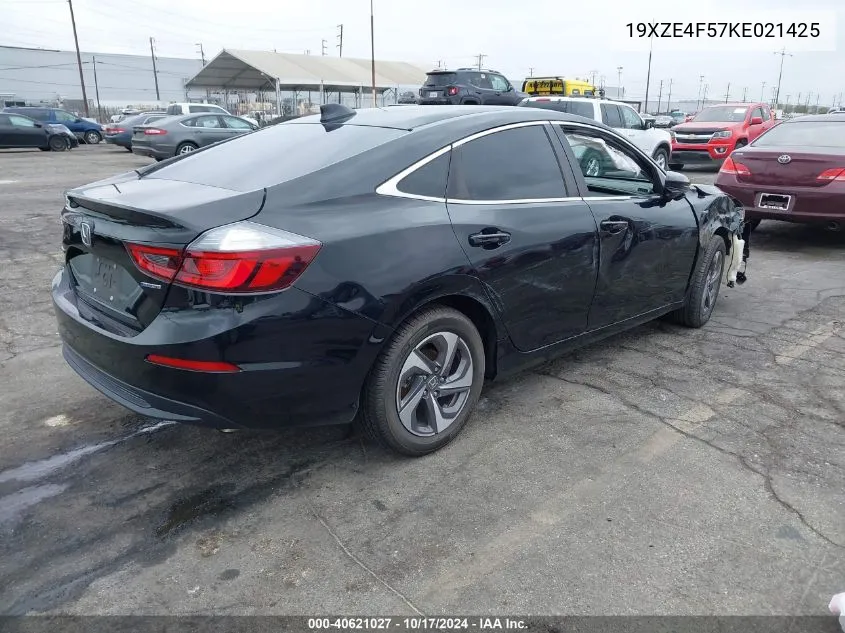 2019 Honda Insight Ex VIN: 19XZE4F57KE021425 Lot: 40621027